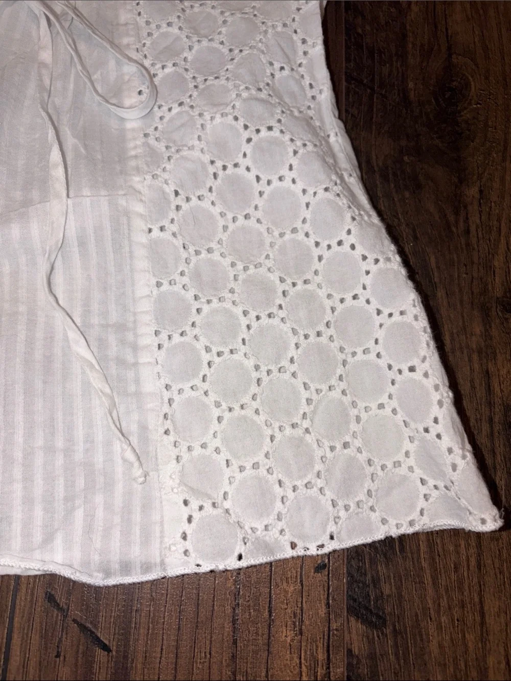 Banana Republic White Eyelet Lace Tie-Front Blouse
